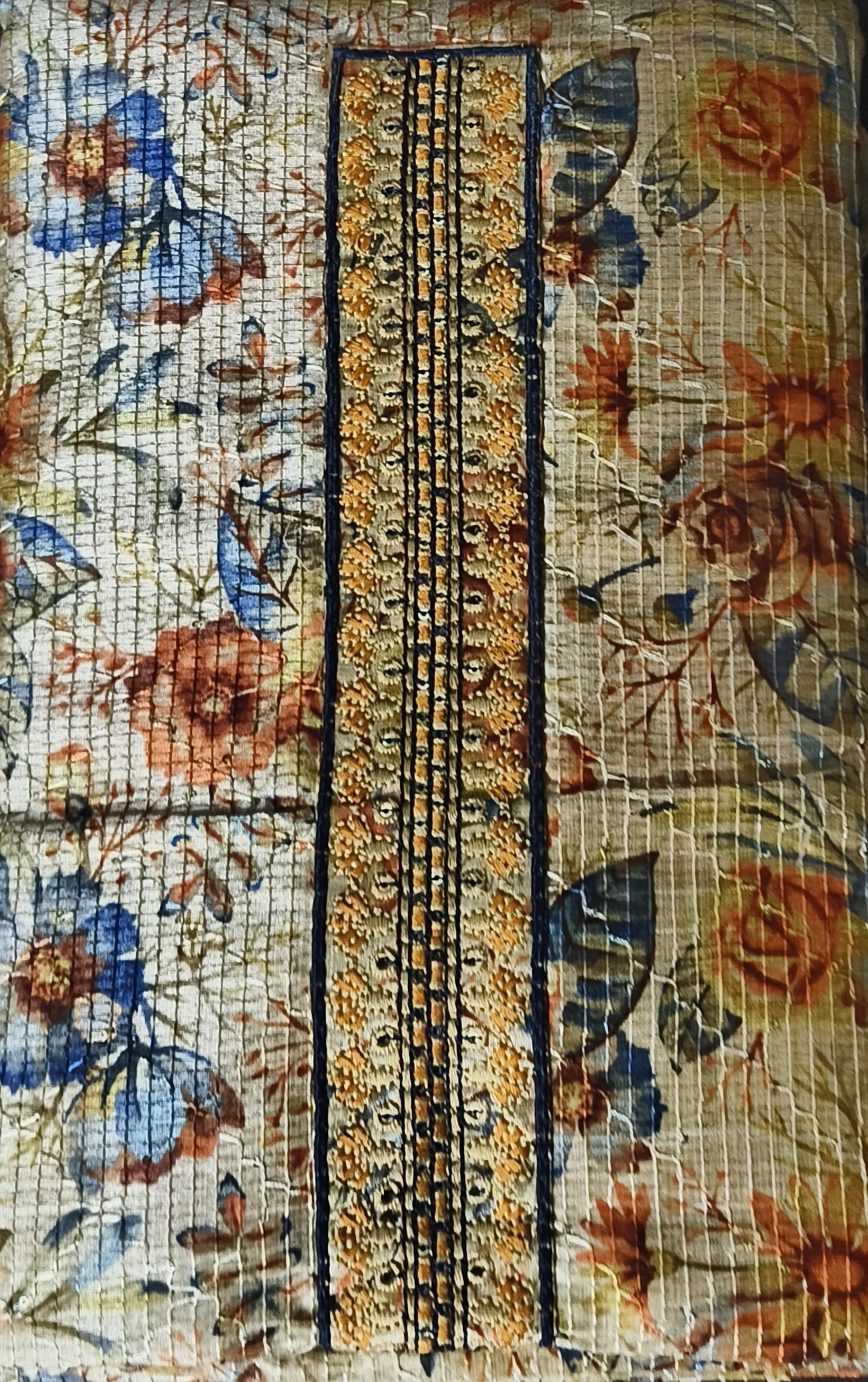Beige Floral Print Dress Material with Shibori Dupatta