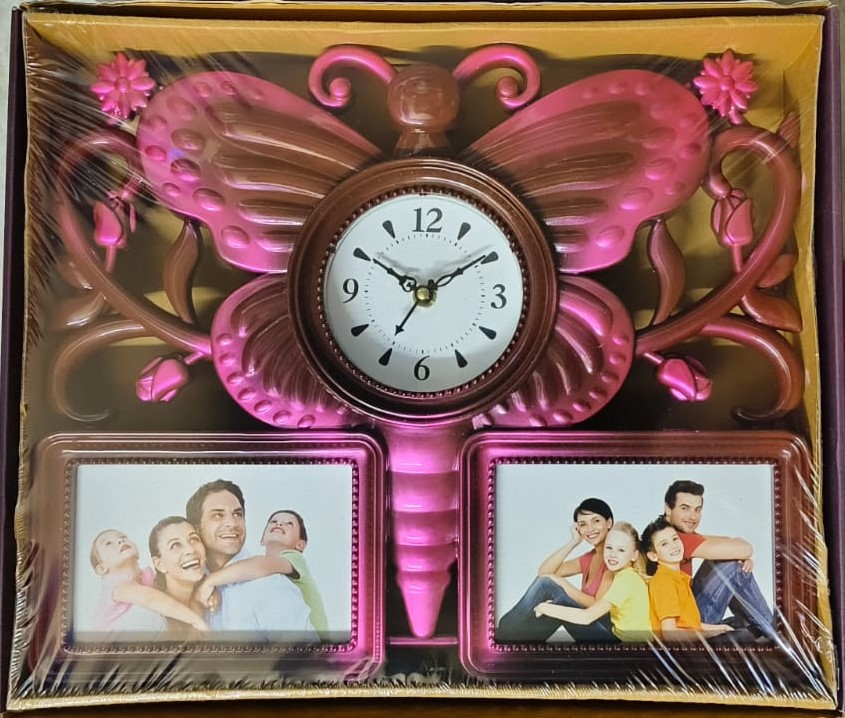 Butterfly Wall Clock with Photo Frames
