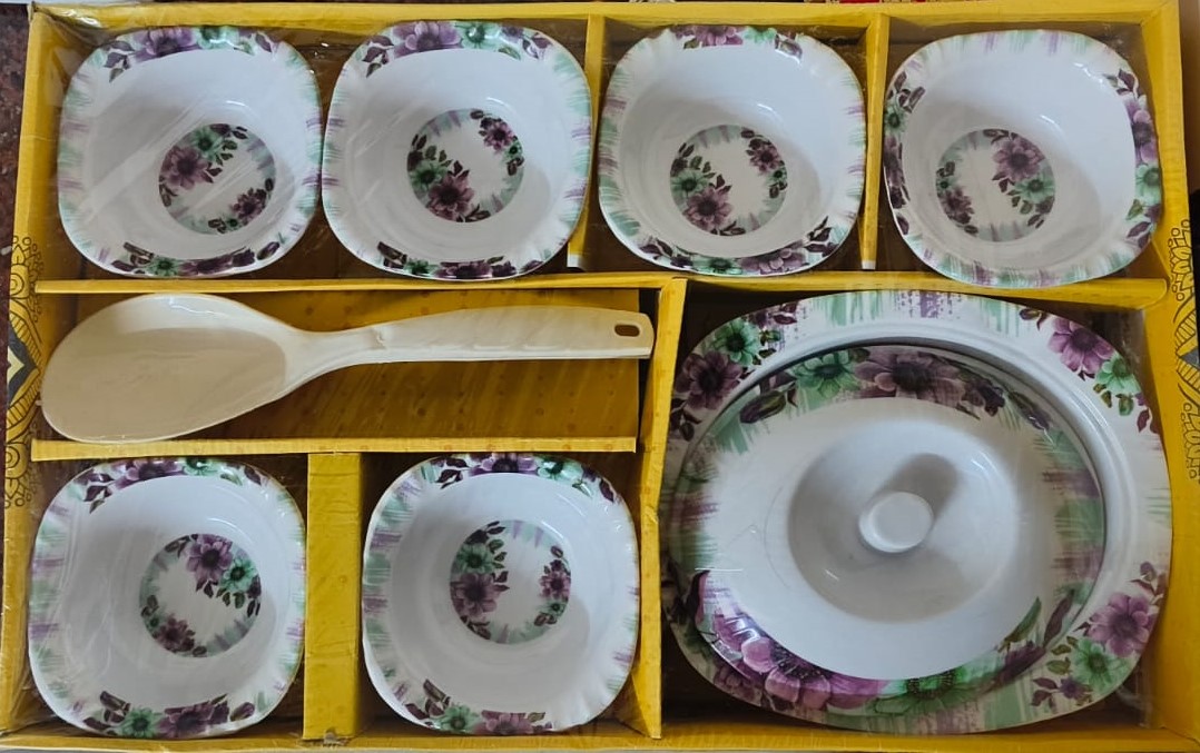 Floral Print 7-Piece Melamine Dinnerware Gift Set